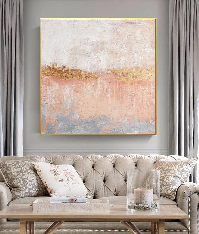 Leaf Original Handmade Canvas Pink Painting Abstract Canvas Artwork 2L8FQ